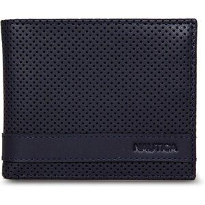 Men's Perforated-Navy Bifold Leather Wallet RFID Blocking ID Window Card Slots